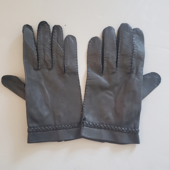 Hudson Men's elegant leather gloves, size 8 1/2, gray - Picture 3 of 7